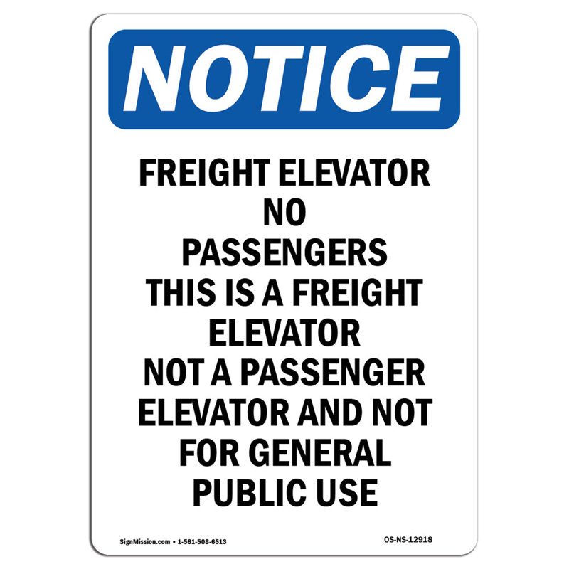 Panneau «Freight Elevator No Passagers»