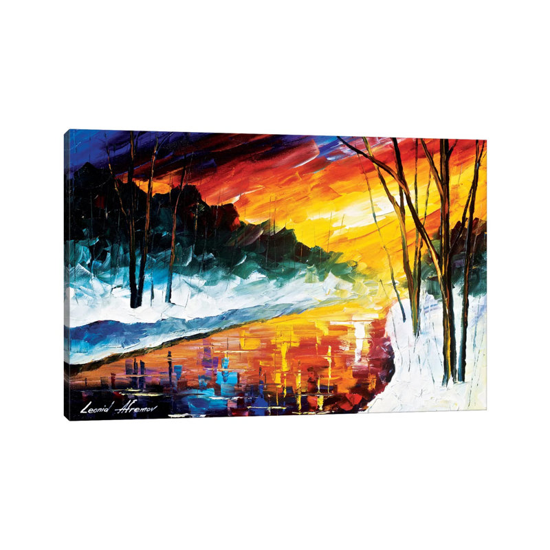 Winter Emotion by Leonid Afremov - Painting on Canvas, 30.48 cm H x 45.72 cm W, Wrapped Canvas