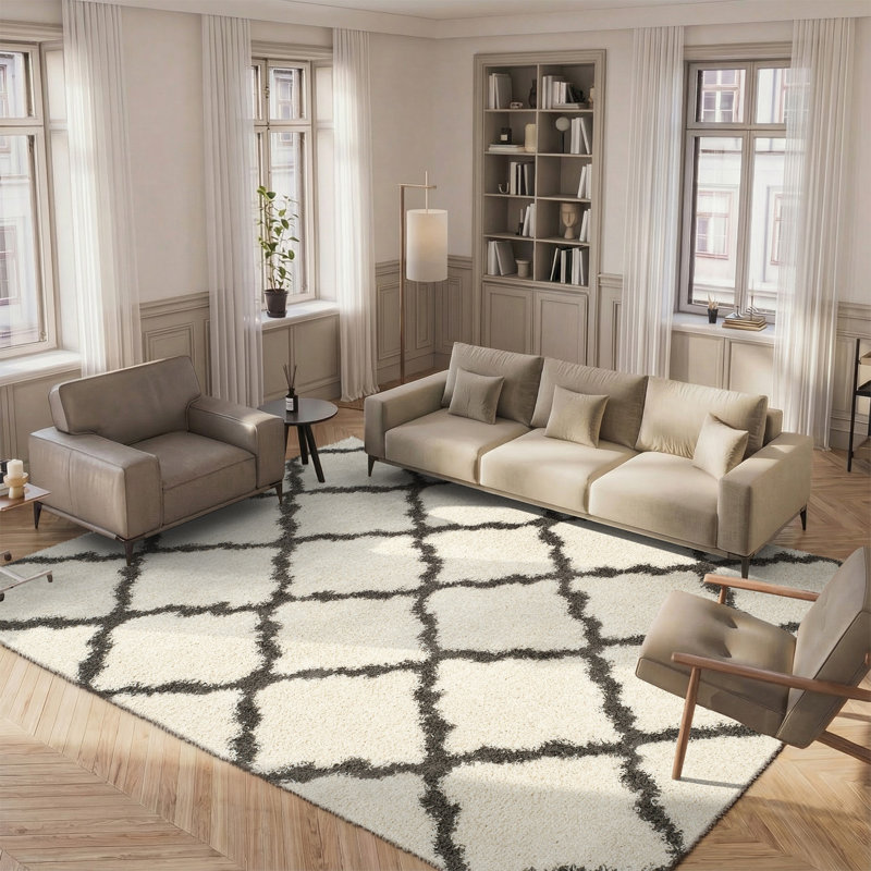 Alonnah Shag Performance Geometric Rug, Rectangle 8' x 10'
