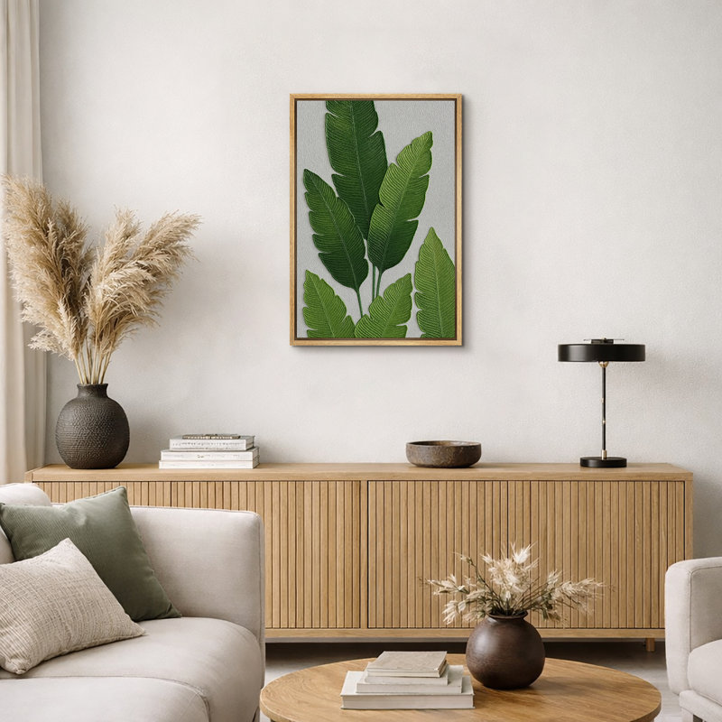 Œuvre botanique de feuille tropicale minimaliste, plante verte moderne, photos, impression sur toile encadrée, Cadre naturel