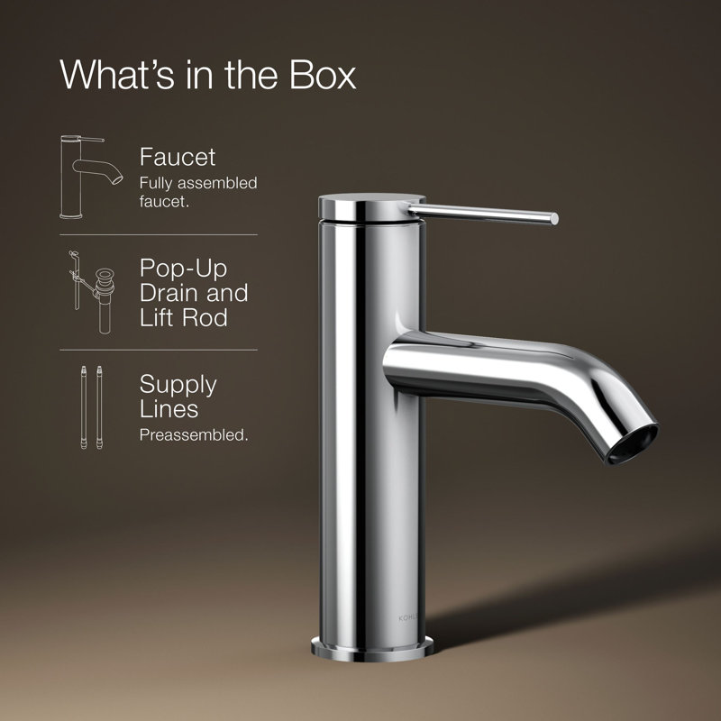 Components Single-Handle Bathroom Sink Faucet, Polished Chrome