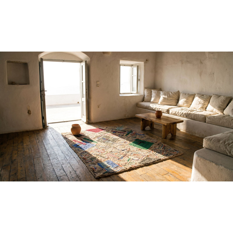 Hand Knotted Wool Geometric Area Rug in Multicolored