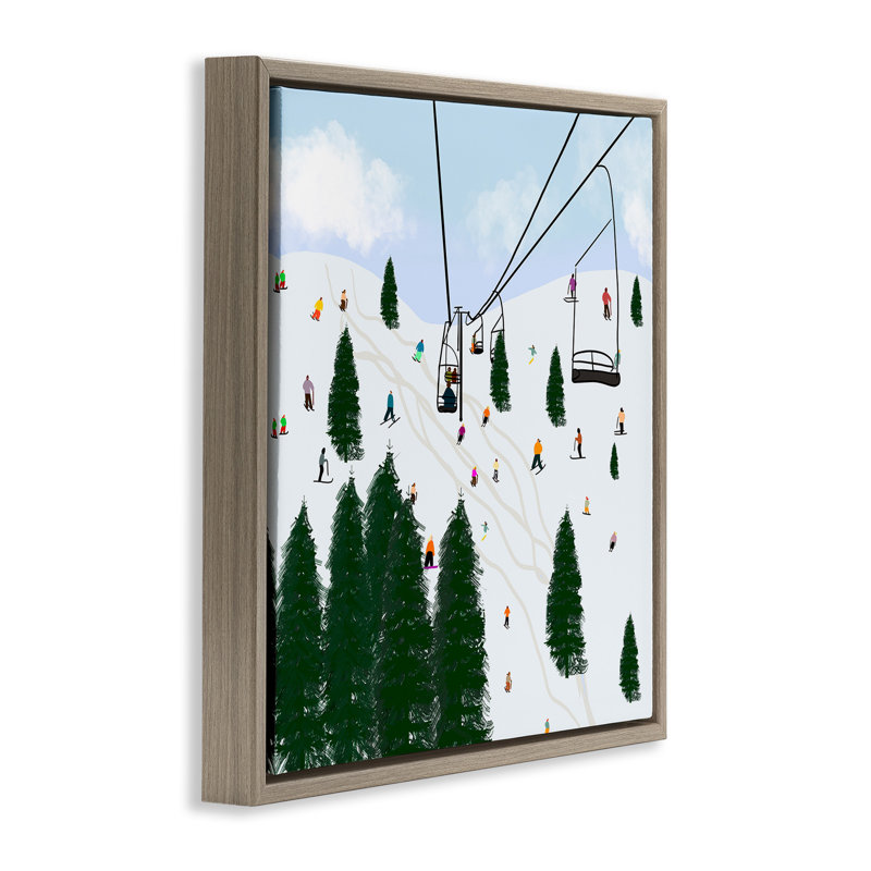 «Ski Lift Mountain Landscape», art mural sur toile flottant à grain brun par Ashley Singleton, Brun, H 25 po x l 25 po