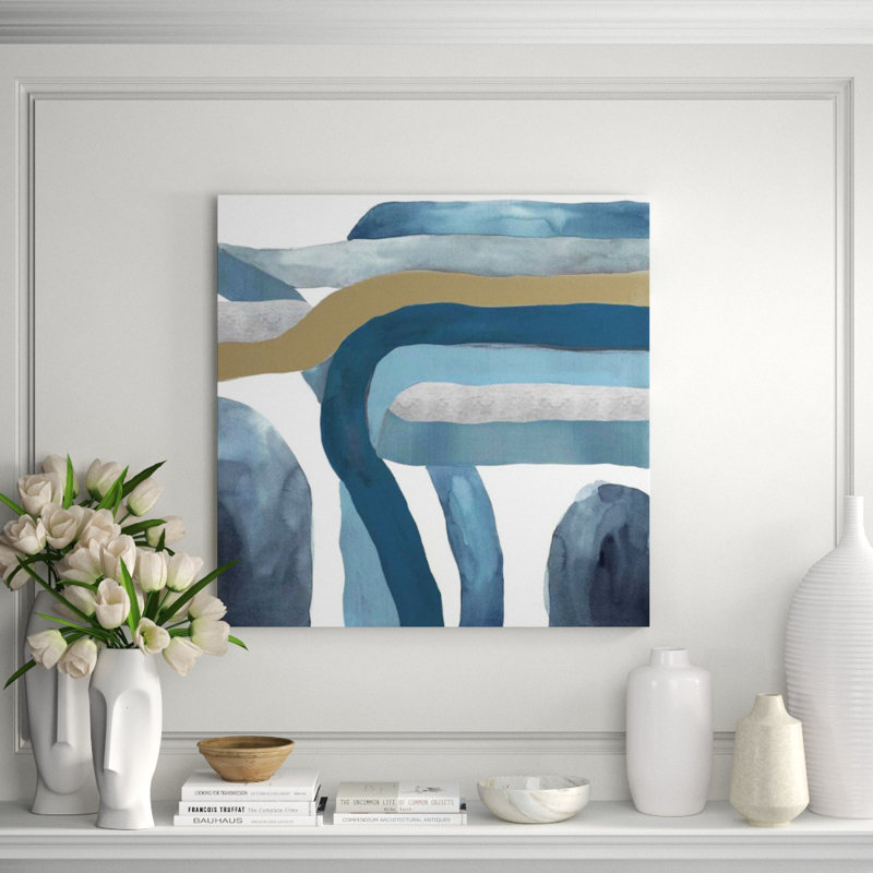 Blue Crossing I Painting by Janice Sadler, Glass Coat, 36" H x 36" W