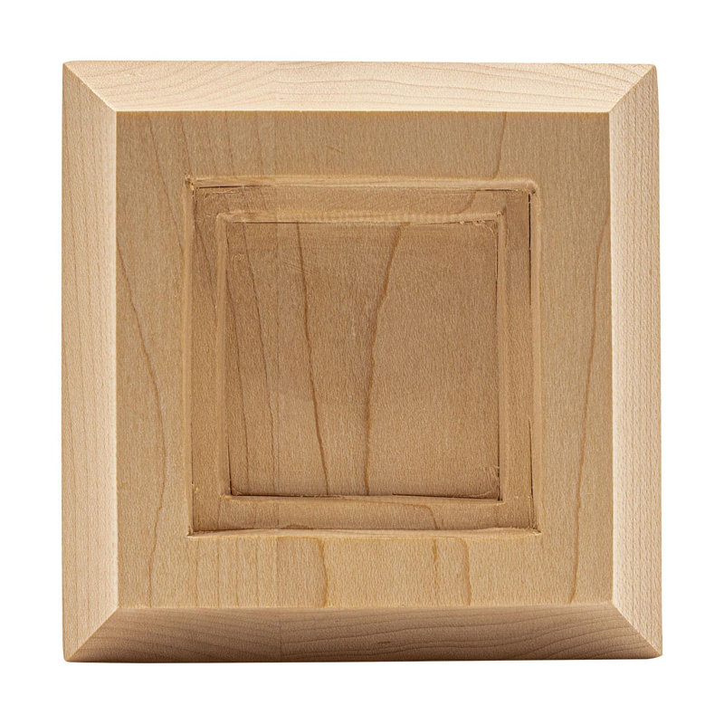 3.75" Square Unfinished Maple Wood Bullseye Rosette