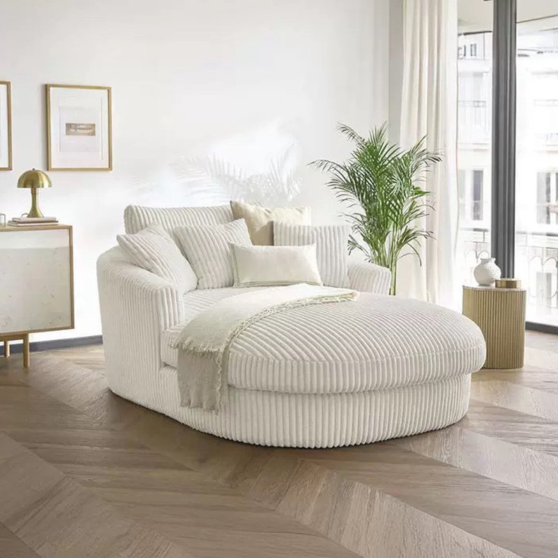 Chaise confortable en pin massif, Blanc cassé / blanc