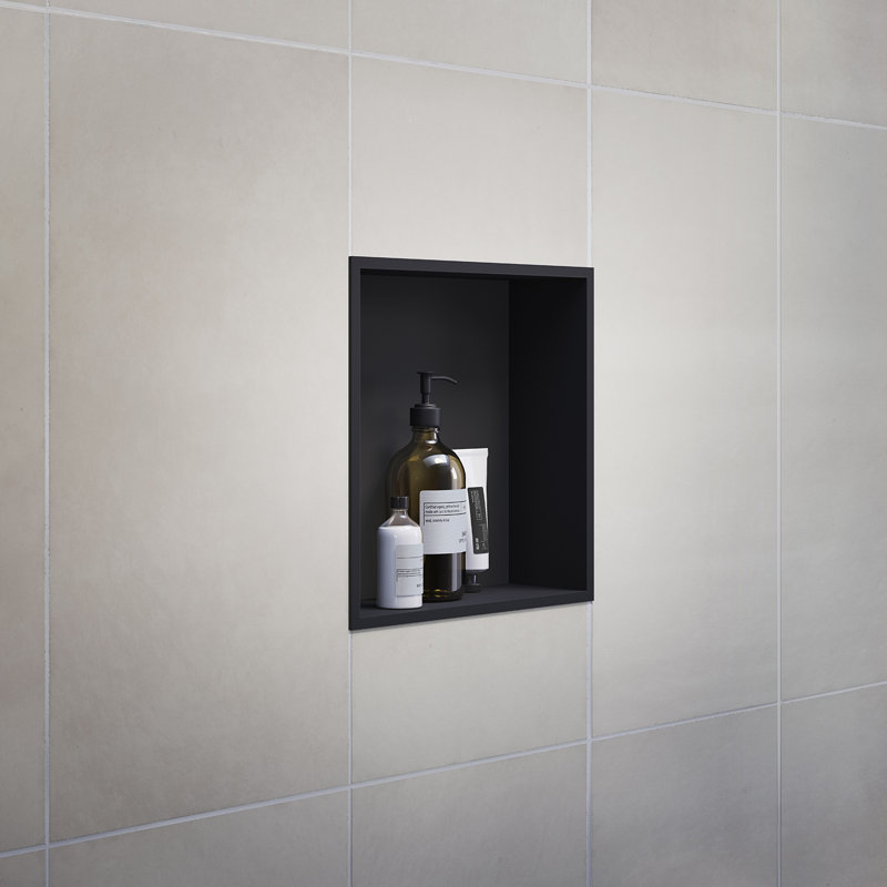 Shower Niche Brushed Stainless Steel 12 X 12, Matte Black