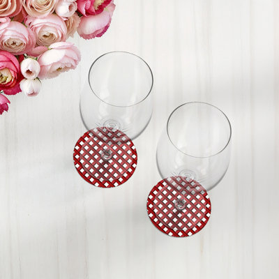 Sous-verres ronds en cuir végétalien rouge Timothy Corrigan
