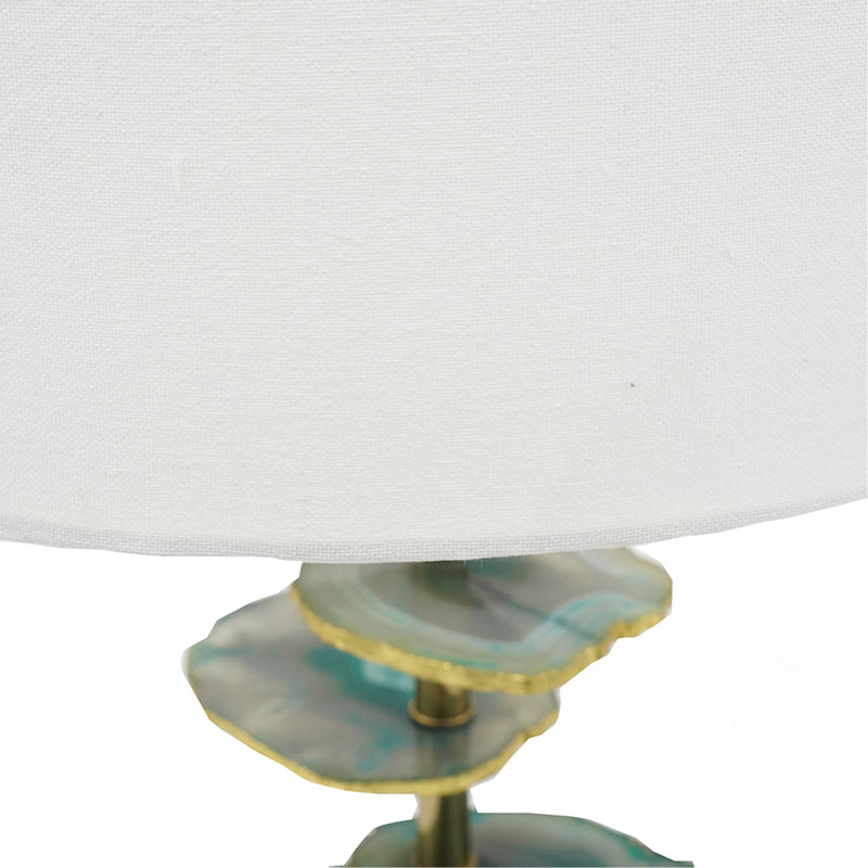 D15x29.5" Verdant Agate-Slice Table Lamp W/ Marble Base