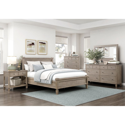 Lit à baldaquin très grand au fini chêne gris, auvent classique transitionnel, amovible, meubles de chambre à coucher avec tête de lit et lattes, style transitionnel de lit de haute qualité, rails à pièces, caractéristique saisissante
