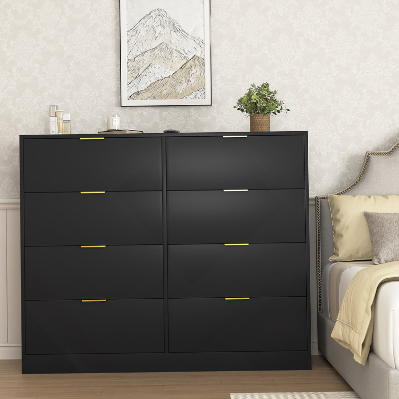 Commode 8 tiroirs pour chambre à coucher, commode de chambre moderne en bois, commode 8 tiroirs, commode haute pour placard, organisateur de commode pour le salon, placard
