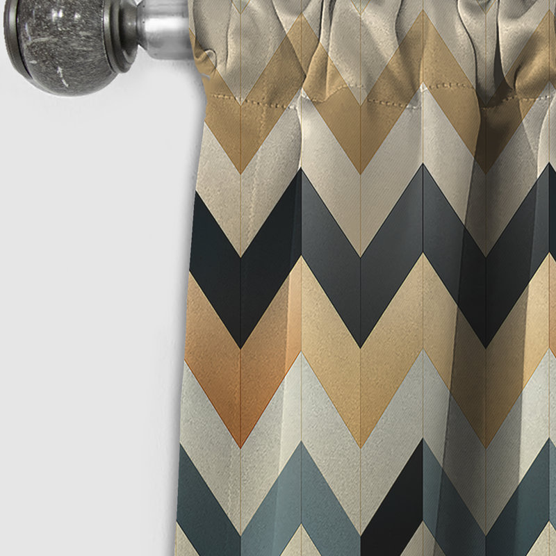 Ivoire Boho Accents Chevron III - Rideau à chevrons - Rideau à chevrons occultant - 1 panneaux, L 52 po x L 90 po