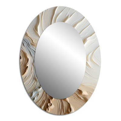 White And Gold Champagne Flow III - Glam Oval Wall Mirror
