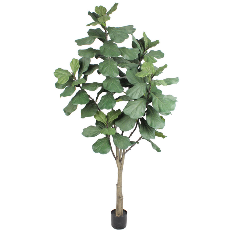 Figuier à feuilles de violon ealistic - plante artificielle en pot décoratif, H 84 po x l 12 po x P 12 po