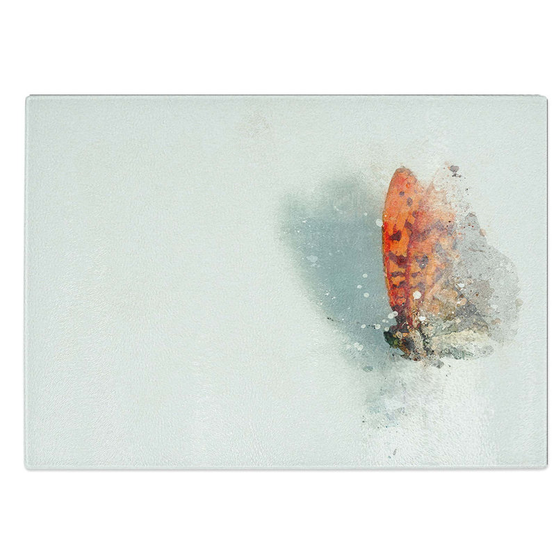 Tempered Glass Butterfly on a Thistle Chopping Board, 39 cm W x 28.5 cm L