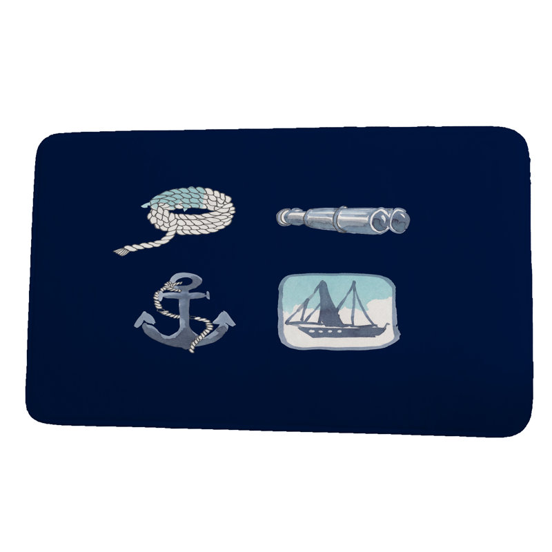 Tapis de bain Sophia, l 24 po x L 17 po, Bleu marine