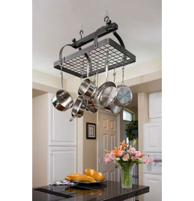 Handcrafted 30" Classic Rectangle Ceiling Rack with 24 Hooks