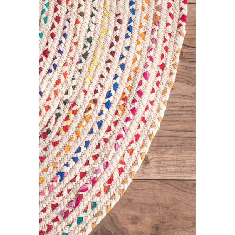 Tapis ivoire tressé à la main de style bohème Christie, Ovale 3 pi x 5 pi