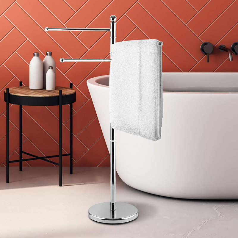 26.6 cm L 3 - Bar Freestanding Towel Stand, Silver