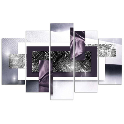 Abstract Violet Grey 5 Piece Wall Art Set on Canvas