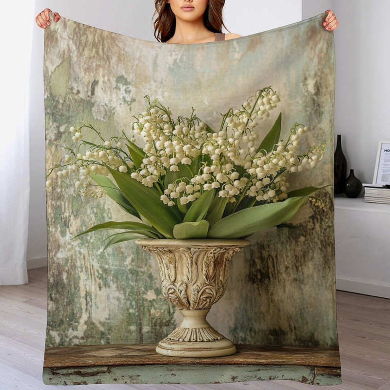 Jeté de luxe en flanelle Lilyofthevalleybouquetinornateurn, 50x60in