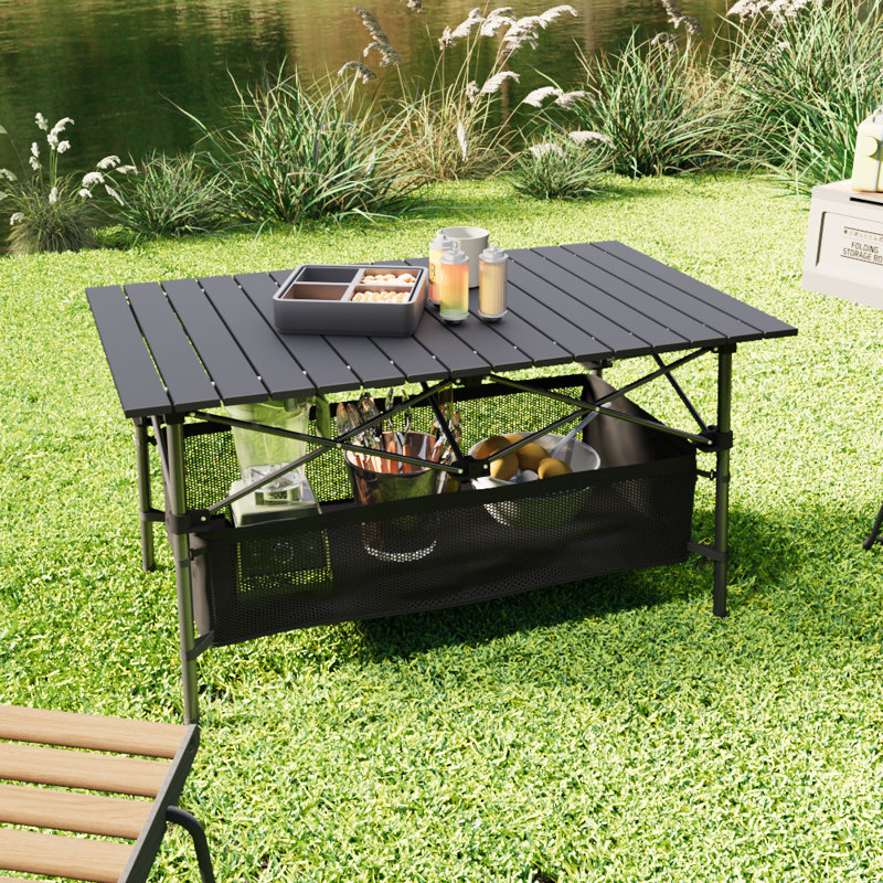 Breshey Rectangular Metal Folding Outdoor Camping Table , 95cm cm W 55cm cm D