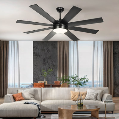 Latitude Run® 60'' Ceiling Fan with LED Lights and  Remote Control, Smart Ceiling Fan Compatible with Alexa