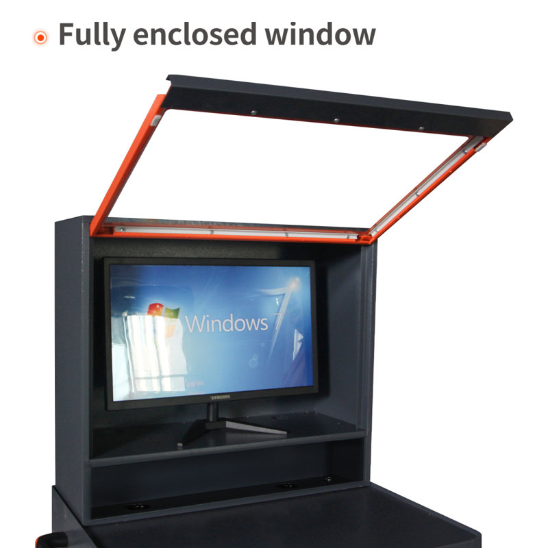 Armoire industrielle en métal pour PC avec armoire de sécurité mobile à cristaux liquides, gris orangé, convient aux moniteurs jusqu'à 27 pouces