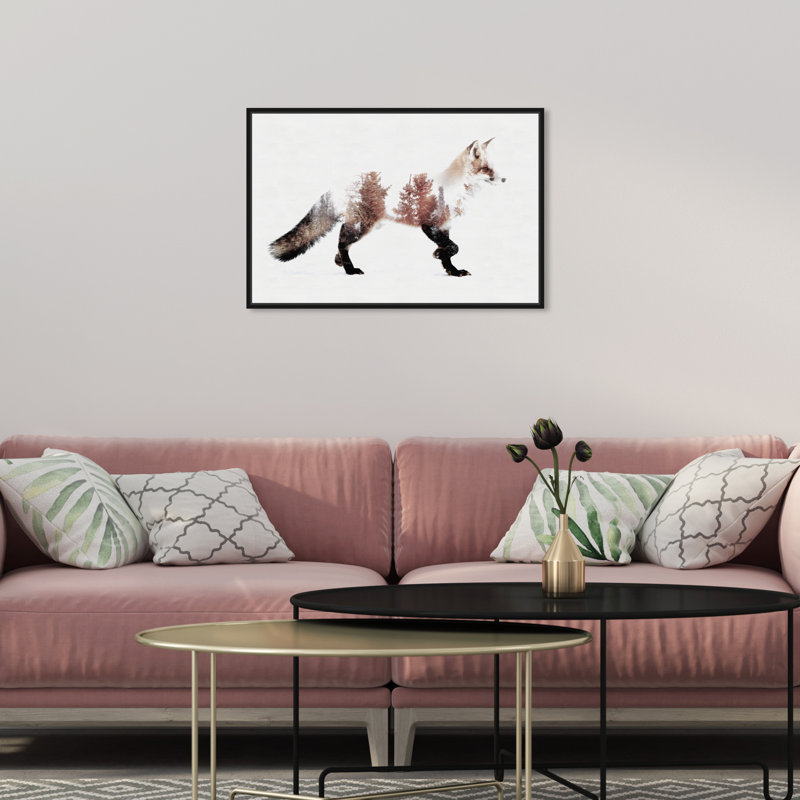 The Fox - reproduction d'impression, H 16 po x l 24 po x P 1,5 po, Toile avec cadre noir