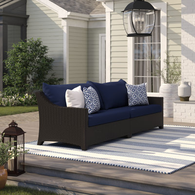 Fionnula 96" W Aluminum Patio Sofa with Sunbrella Cushions