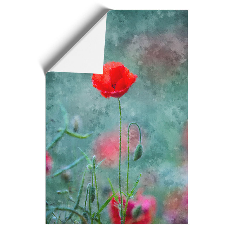 A Lone Poppy Flower Painting - Frameless Print, 59cm H x 42cm W x 0.1cm D