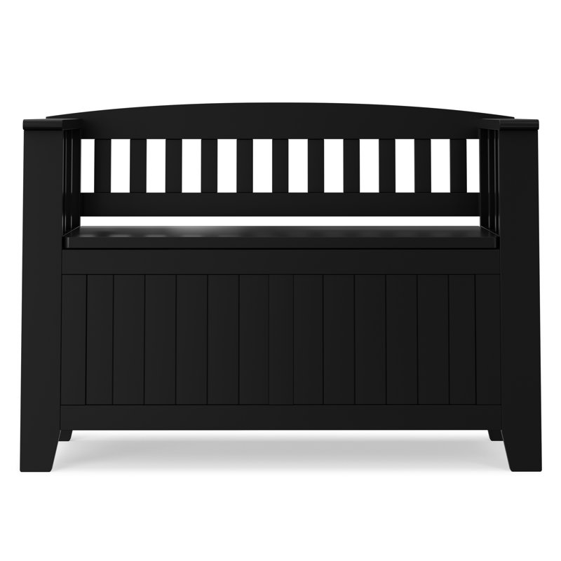 Acadian 48"W Solid Wood Transitional Storage Bench, 25.2" H x 36" W x 17" D, Black