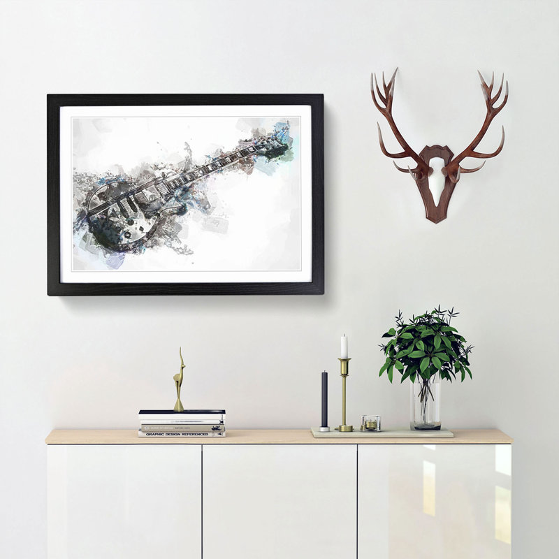 An Electric Guitar in Abstract - Framed Print, Black Framed, 62cm H x 87cm W x 2cm D