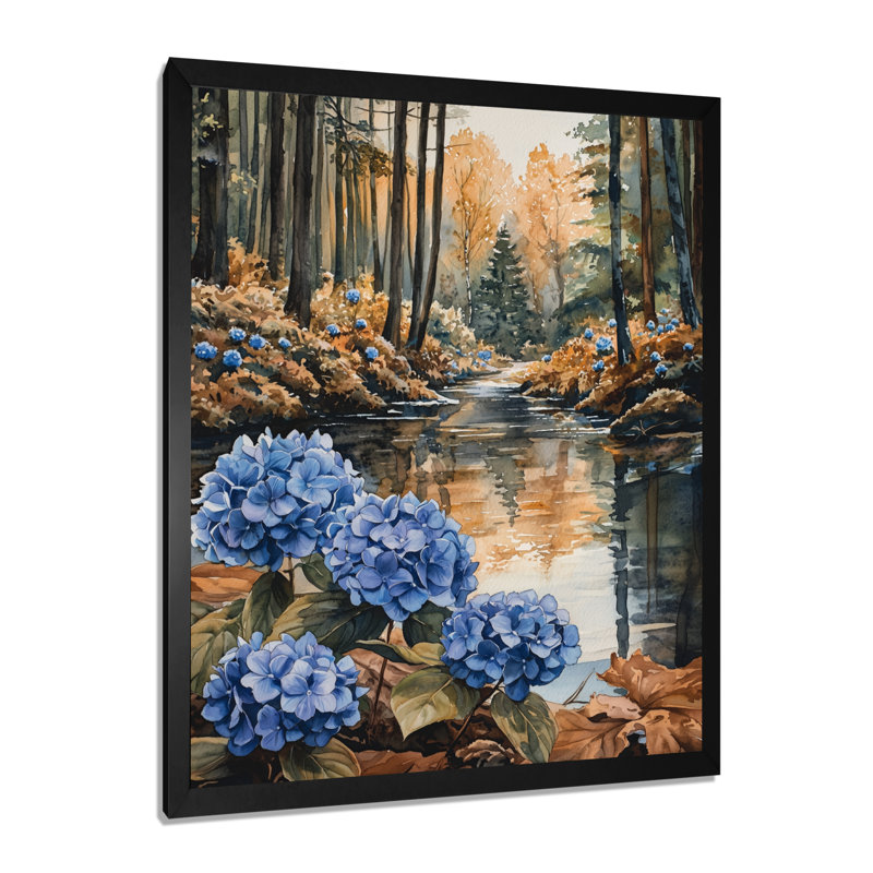 Gitika - Décoration murale florale, H 44 po x l 34 po, Picture Framed, Noir, noir, noir, noir
