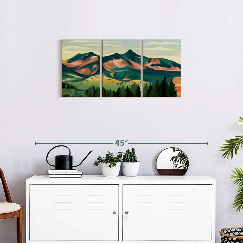 " Mountain " 3 - Pieces, 15" H x 32" W x 1.25" D
