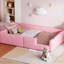 Lit simple rembourré rose avec garde-corps et charge - confortable pour la lecture dans le lit, garde-corps doux de taille plateforme, assemblage facile