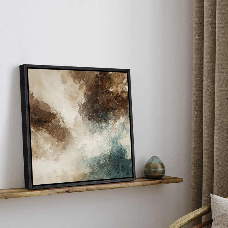 Framed Canvas Wall Art Abstract Print for Living Room Decor, 16.8" H x 16.8" W, Framed Print without Mat, Black
