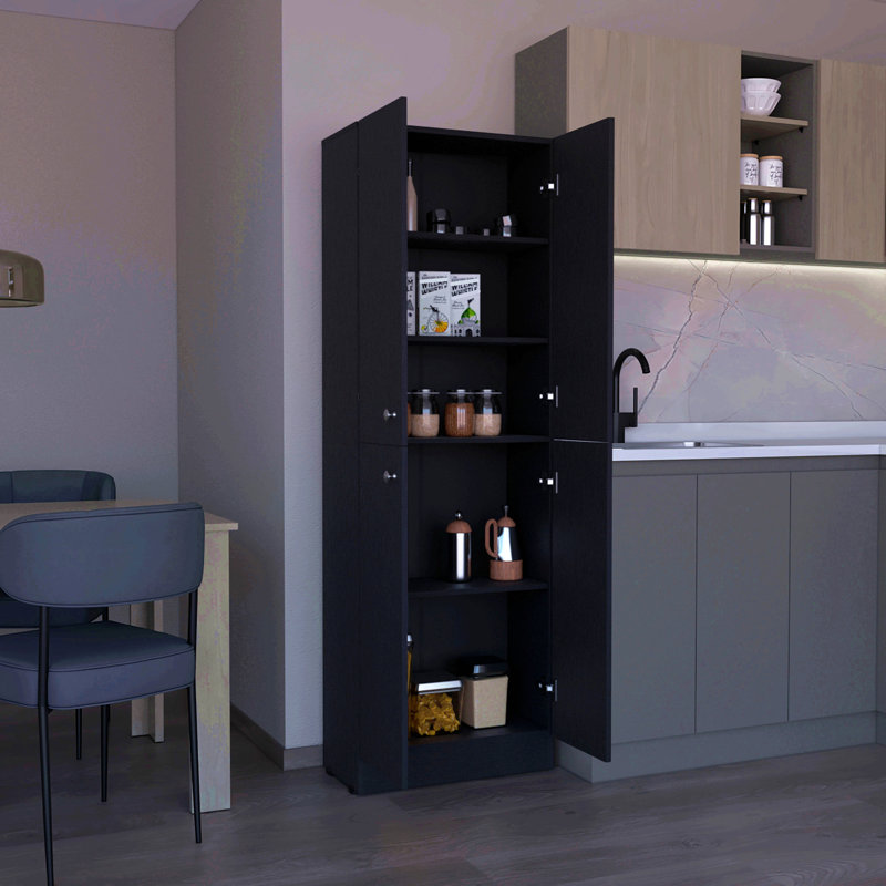 Armoire de rangement pour garde-manger de cuisine d'une hauteur de 71 po, avec 4 portes, 5 tablettes réglables, armoire autoportante pour le salon de la salle à manger, buanderie
