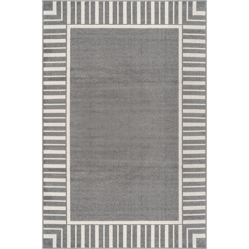 Tapis géométrique intérieur / extérieur, Grey, Rectangle 8' x 10'
