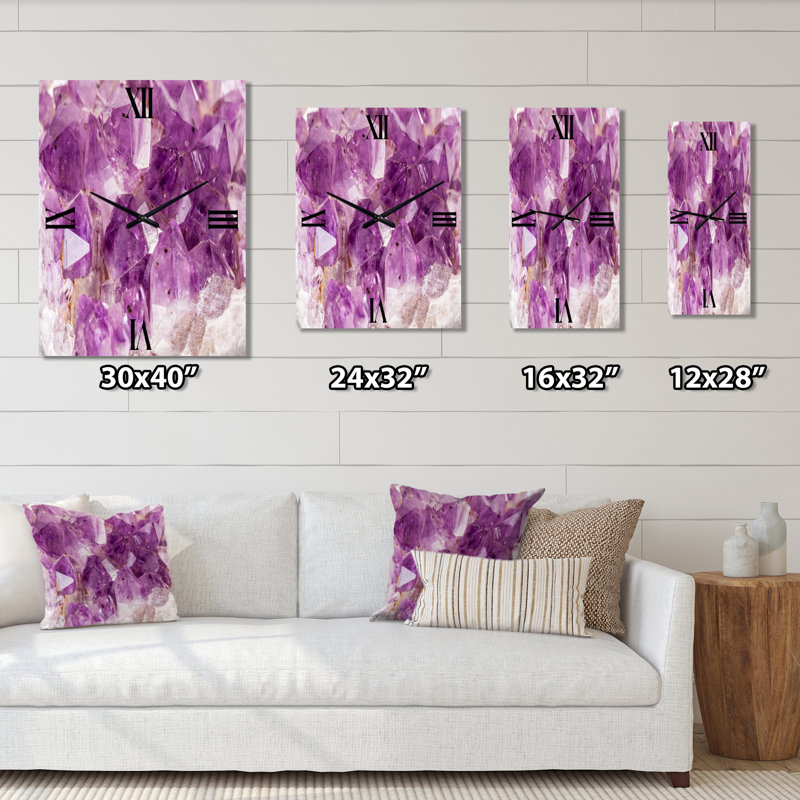Horloge murale abstraite mauve en métal mauve, Petit
