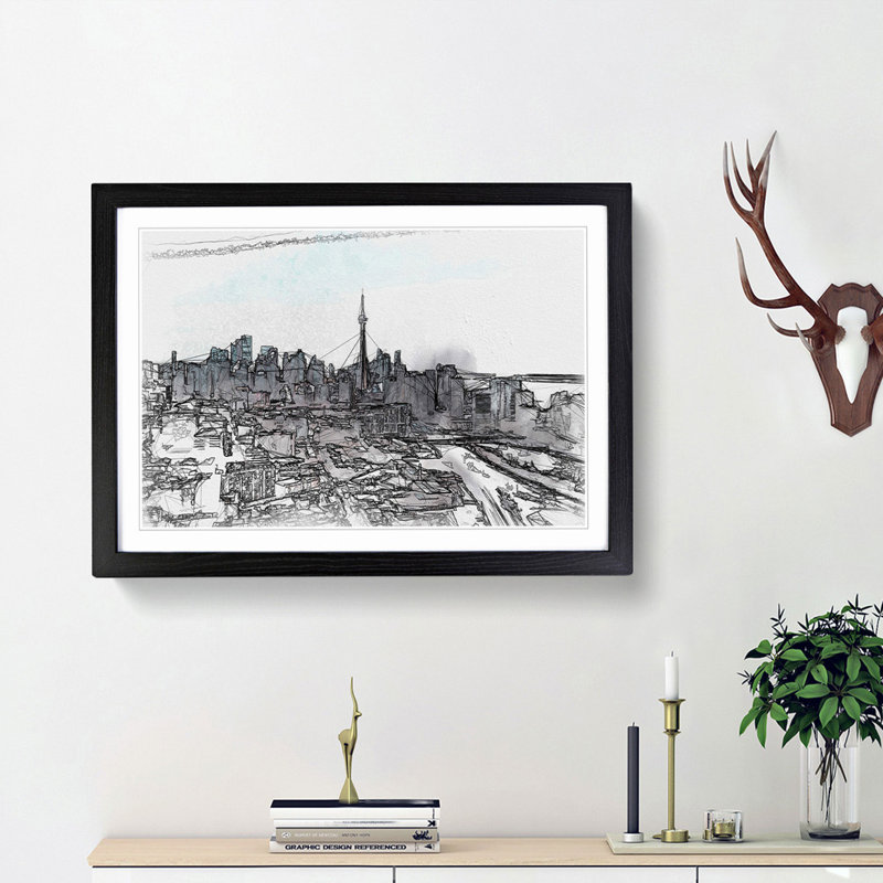 Snowy Toronto in Abstract - Picture Frame Graphic Art Print, 62cm H x 87cm W x 2cm D, Black Framed