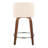 Toriano 24" Mid-Century Modern Fixed Height Counter Stool With Swivel In Walnut Wood And Cream Faux Leather With Round Chrome Metal Footrest By Lumisource - Set Of 2