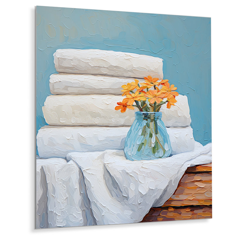 Blanchisserie blanche et bleue Farmhouse 4 - Art mural en métal, H 20 po x l 12 po x P 1 po