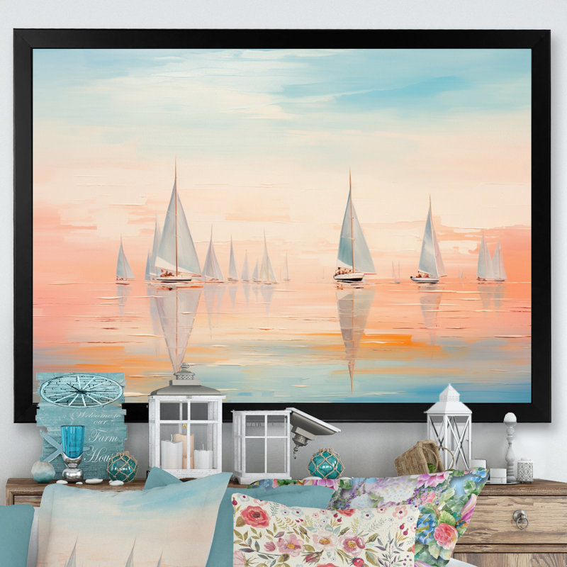 Borrayo Boat Serene Sailings - Impressions sur toile, Cadre simple noir, H 30 po x l 40 po x P 1,5 po