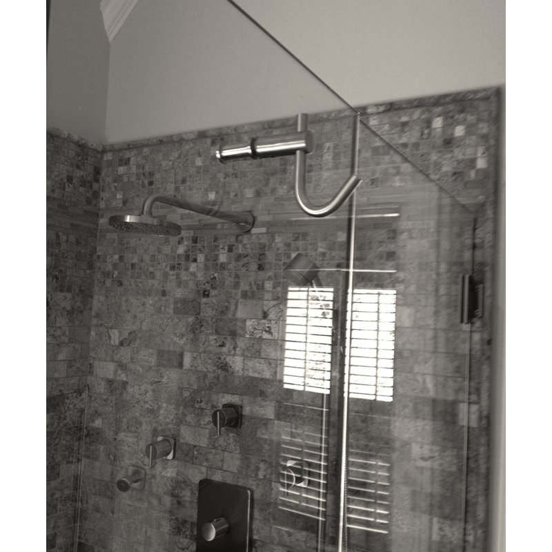 Glass Mounted Towel Hook, Satin Brass