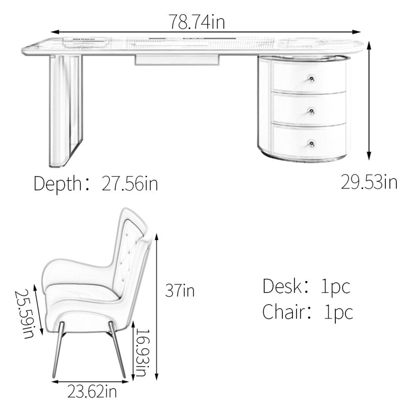Luxury Desk with Sintered Stone Top