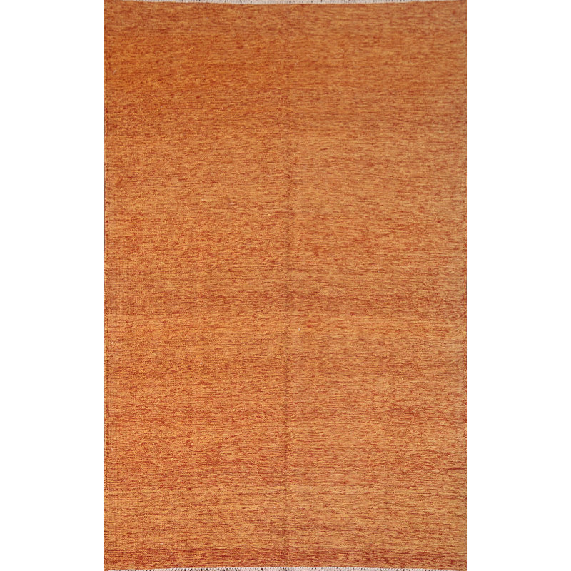 Tapis oriental orange en laine Kilim 5 x 8