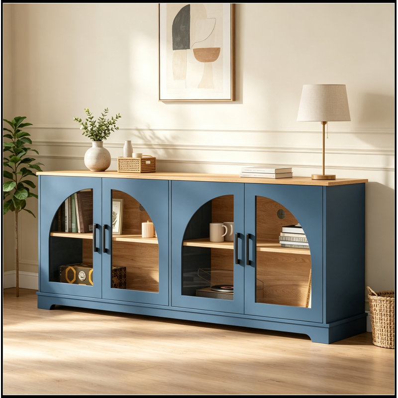Millner avec portes en verre semi-arquées, Bleu