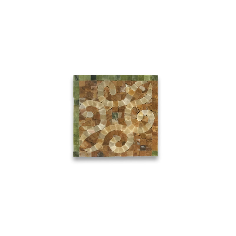6" x 18" Marble Mosaic Wall & Floor Tile, Brown/Yellow/Green