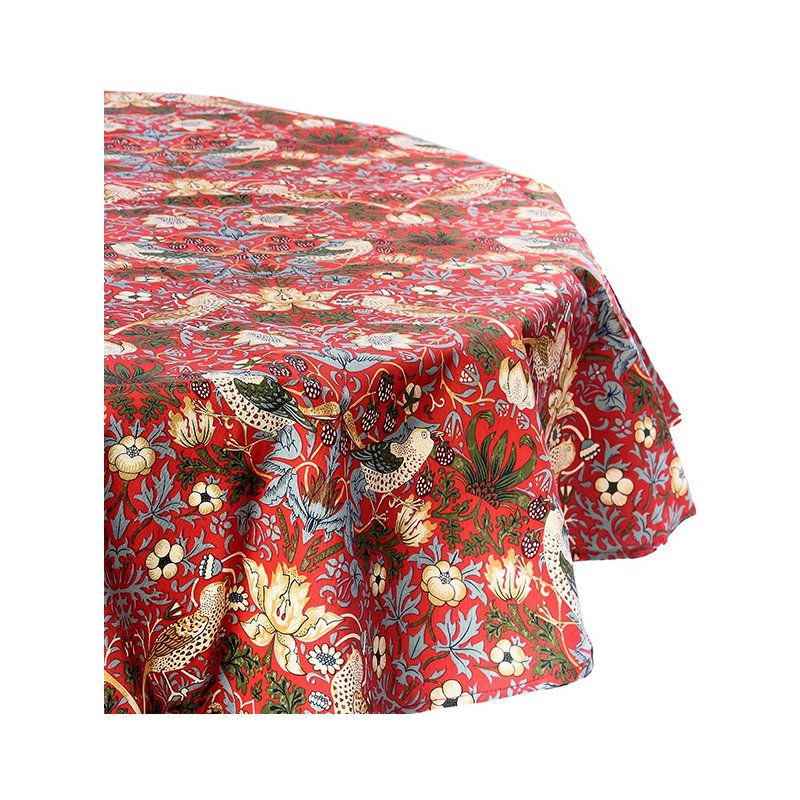Lansdale Strawberry Thief Tablecloth, Red, 132cm Round
